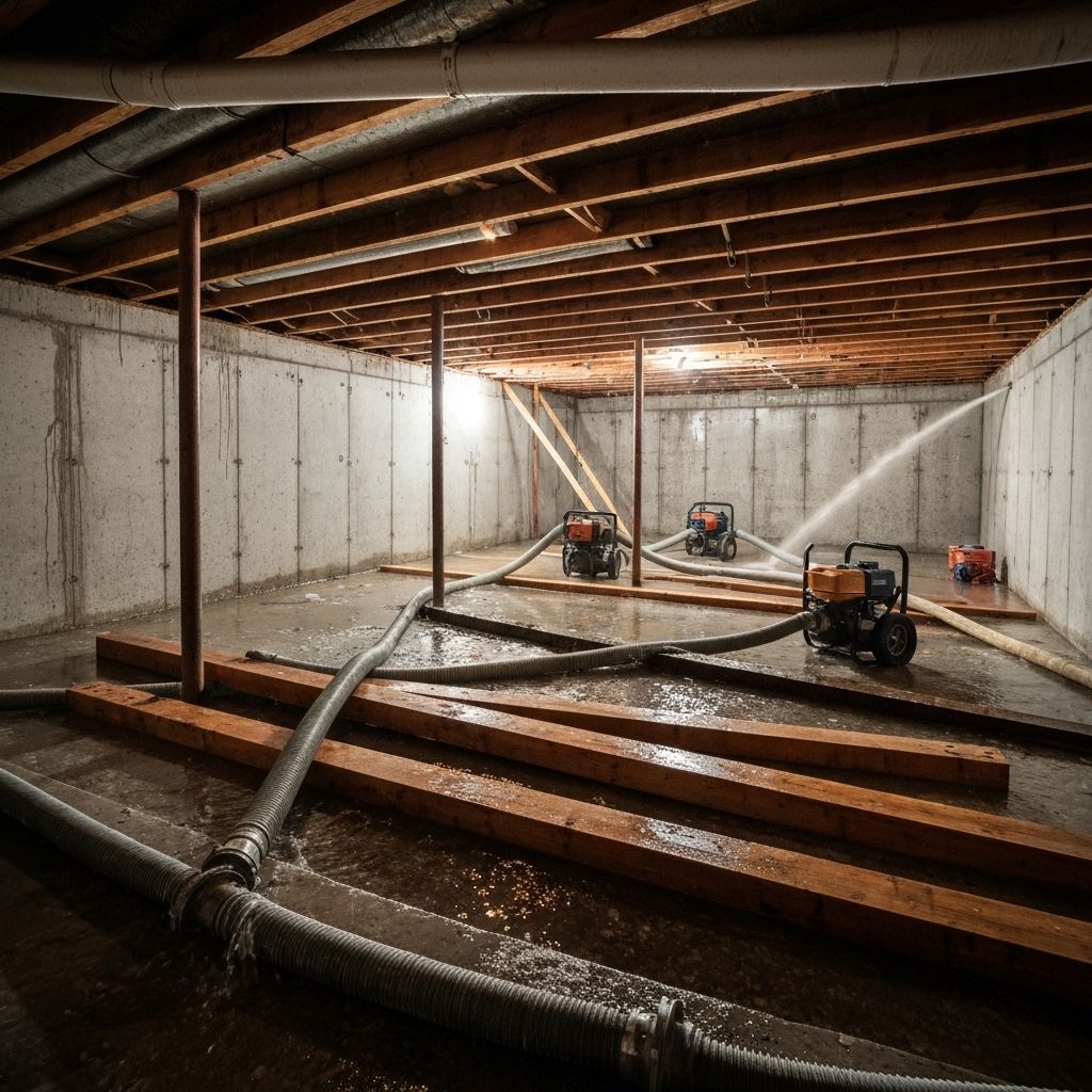 Water extraction equipment removing flood water in Minnesota