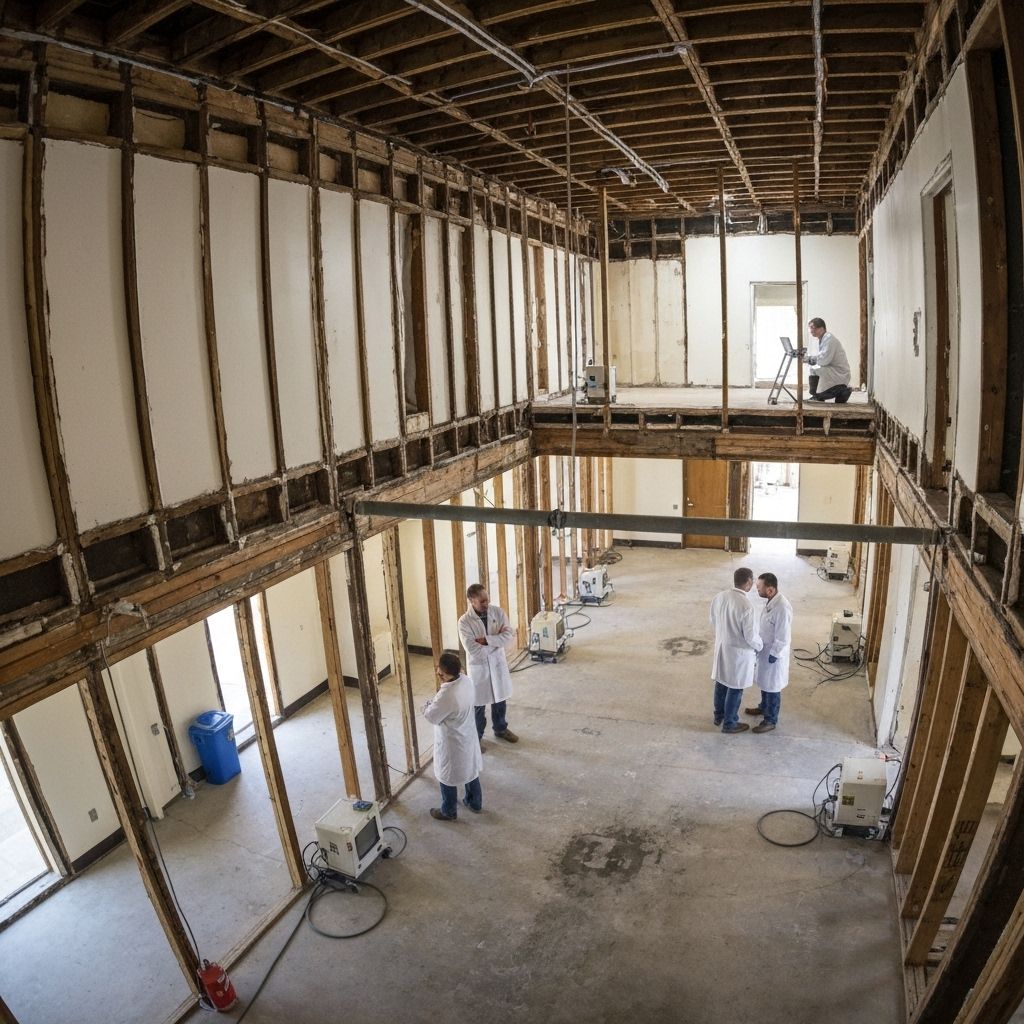 Technician using thermal imaging camera for moisture detection in Bloomington building